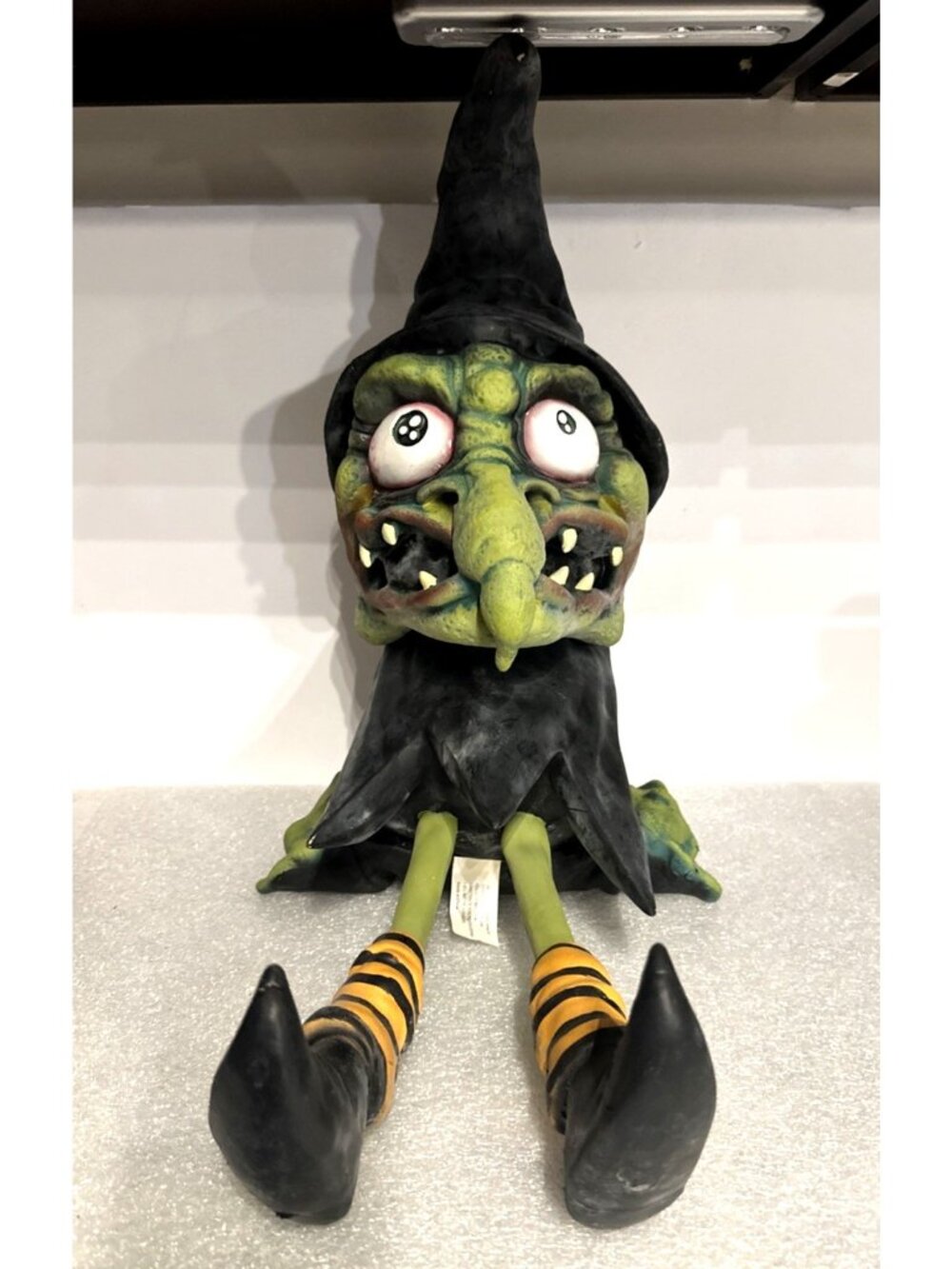 Vintage Rubber Latex Creepy Witch Halloween Seated Hanging 22” Paper Magic Group